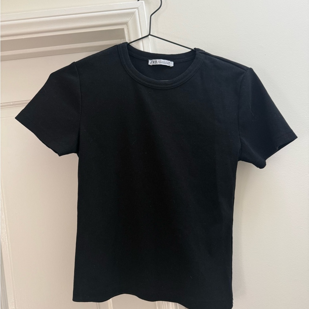 Zara Black Ribbed Knit Top